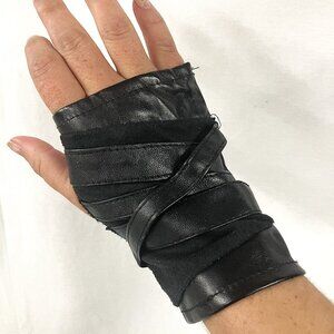 Pleather and Faux Suede Pre-Made Warrior Fingerless Hand Wraps